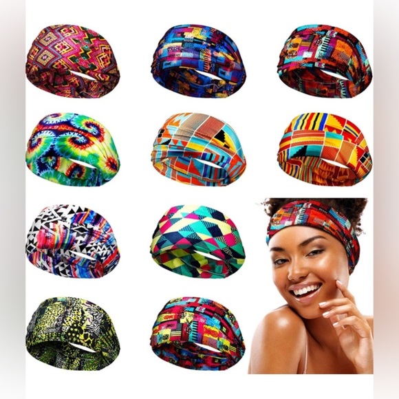 Boho Print Headband Sports with Strip and Floral Prints (Chic African Series)​​ main image 4